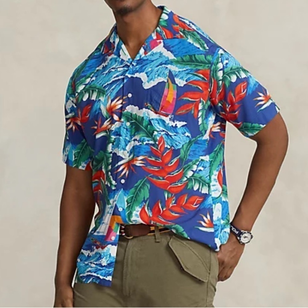 NWT Polo by Ralph Lauren Hoffman Print Camp Shirt. Size 3XLT